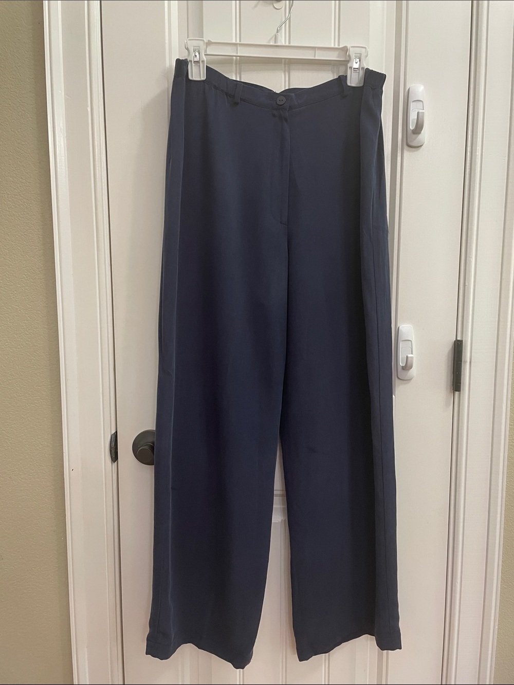 Josephine Chaus Silk Wide-Leg Navy Pants  Size 10
